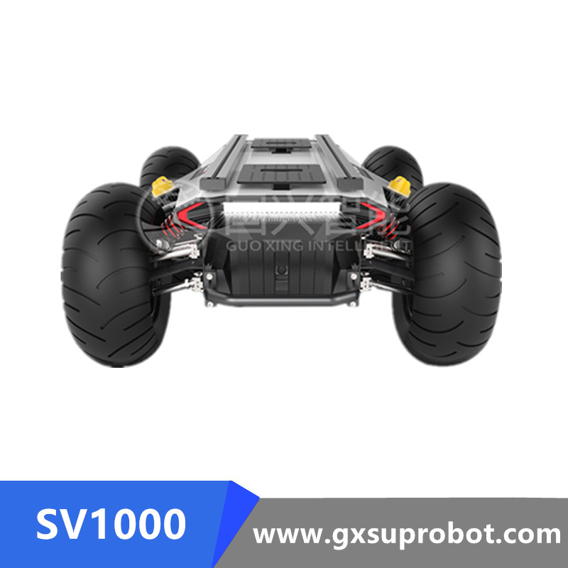 SV1000 Tankform-Gummikette Intelligentes vierrädriges mobiles Roboterfahrwerk